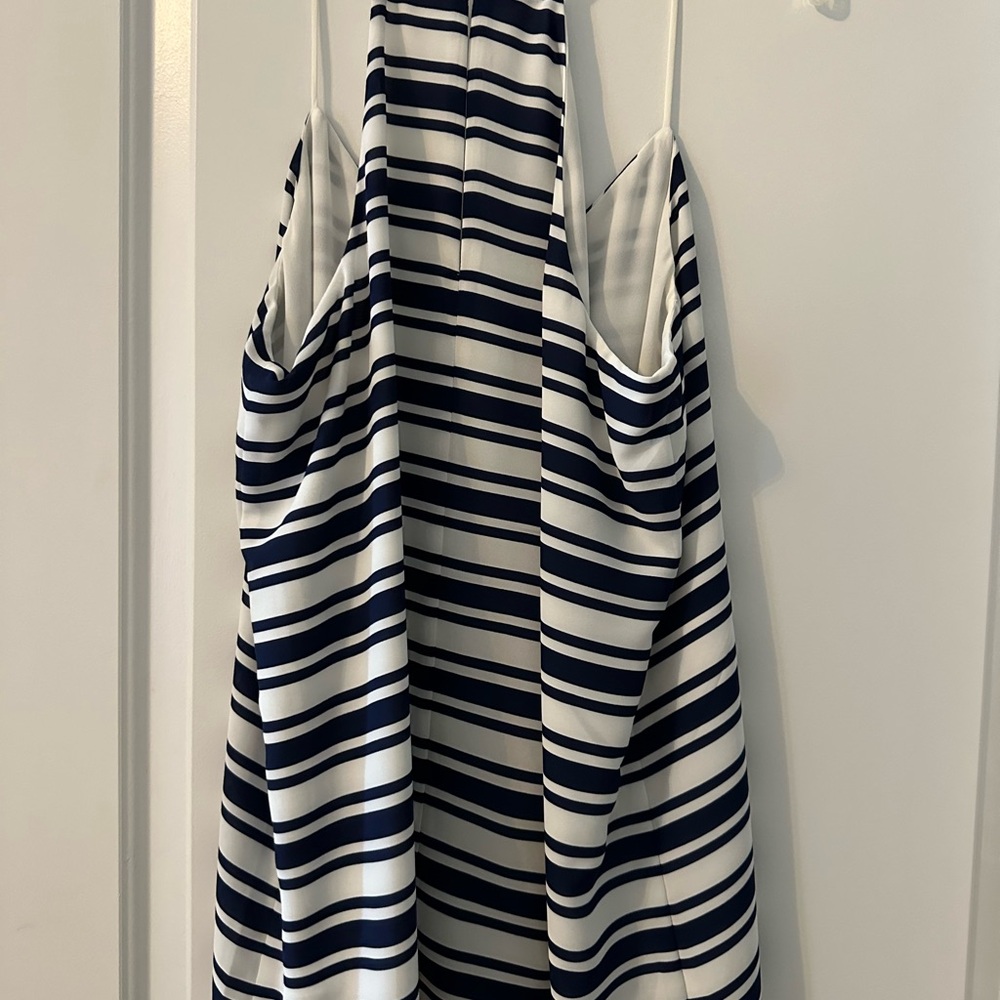 Navy and white striped flowy tank. Size L - Picture 2 of 3